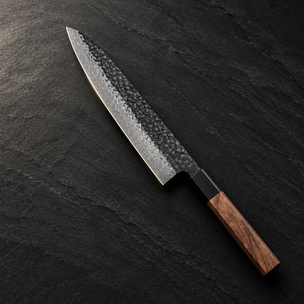 Damascus chef knife blade from Forge Kitchens