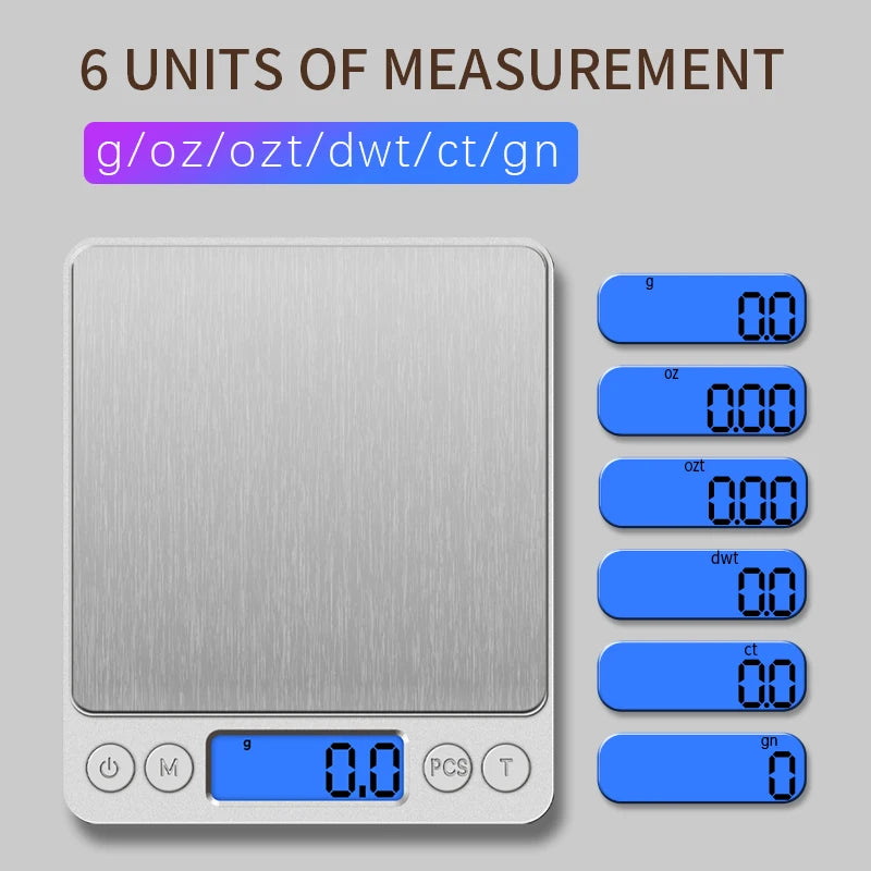 Digital Precision Scale 0.01g – Portable Mini Scale for Jewelry, Kitchen & Food (500g / 3kg)