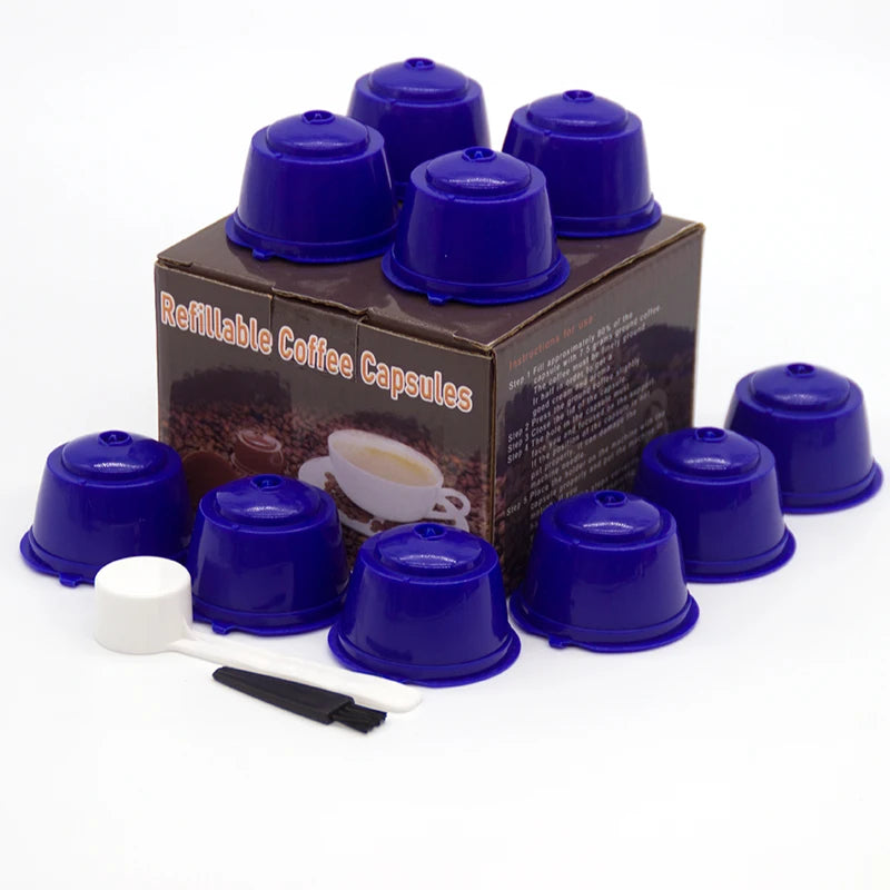 10PCS Refillable Coffee Capsules for Nescafé Dolce Gusto – Reusable Pods with Spoon & Brush