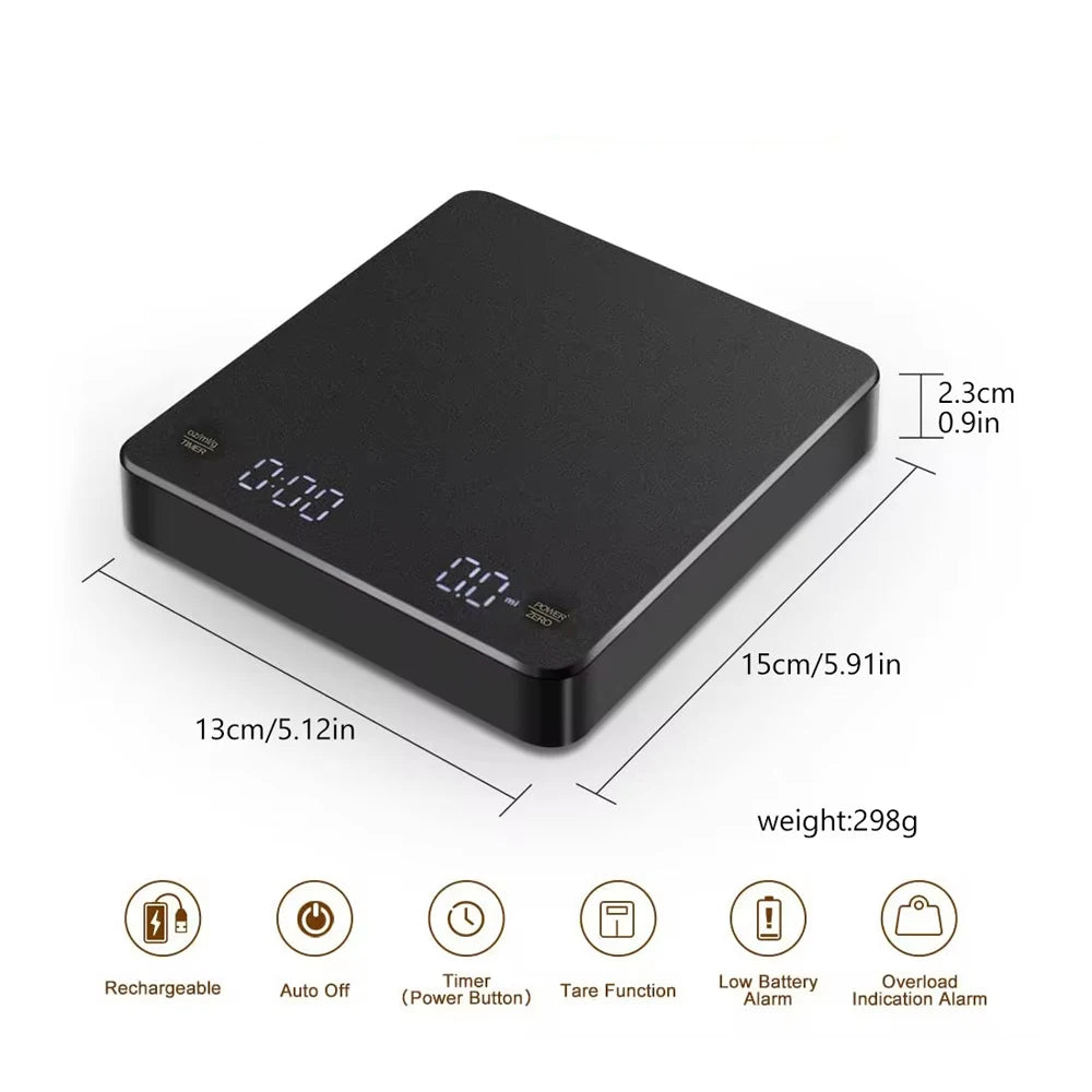 Nano Coffee Scale with Timer – Espresso Scale with Touch Sensor & Silicone Lid