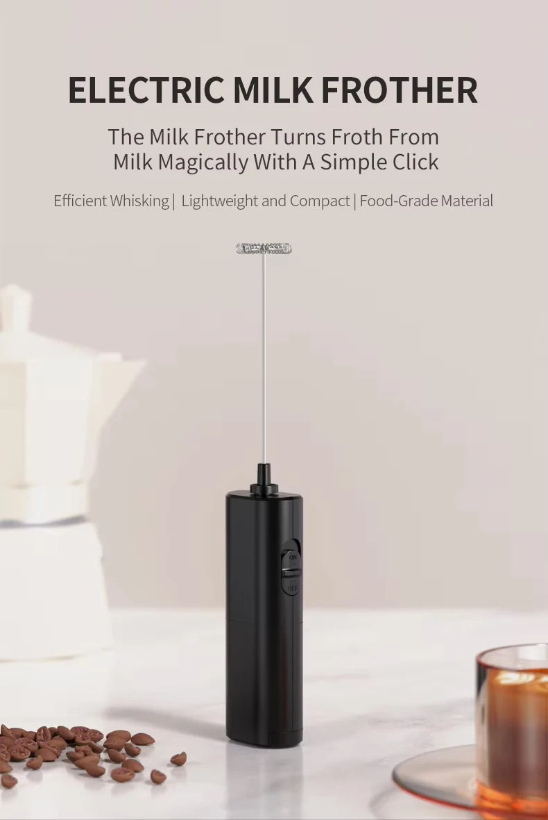 Handheld Milk Frother & Drink Mixer – Electric Foam Maker for Lattes and Eggs