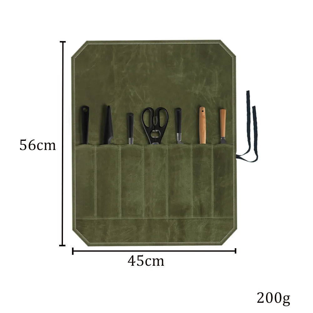 Fieldroll waxed canvas portable chef knife roll – view 7