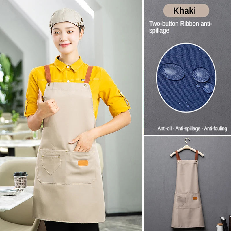 CraftApron canvas bib chef apron with pockets – view 2