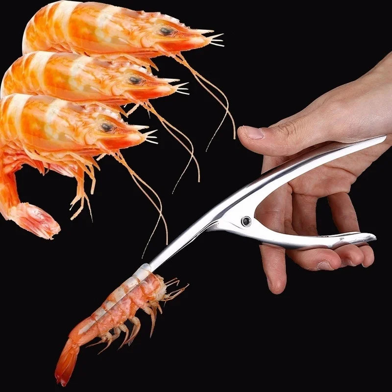 Stainless Steel Shrimp & Prawn Peeler – Seafood Cleaning Tool with Line Cutter