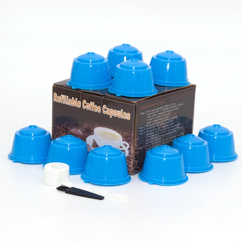 10PCS Refillable Coffee Capsules for Nescafé Dolce Gusto – Reusable Pods with Spoon & Brush
