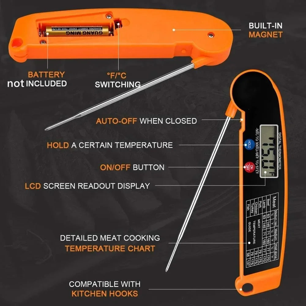 Digital Kitchen Food Thermometer – Meat, Water & Milk Probe for BBQ & Cooking