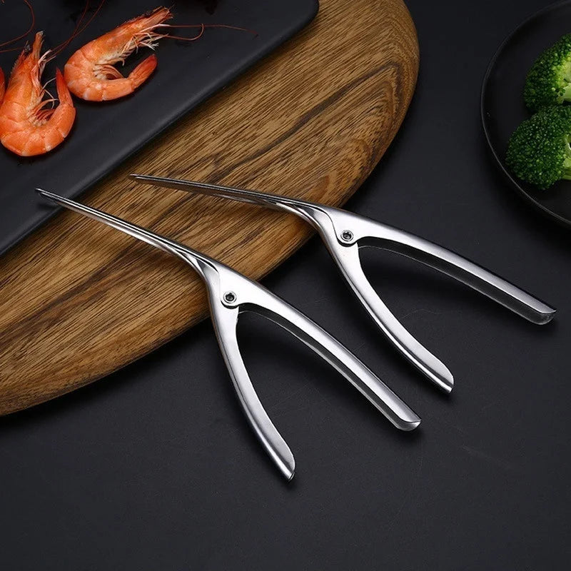 Stainless Steel Shrimp & Prawn Peeler – Seafood Cleaning Tool with Line Cutter