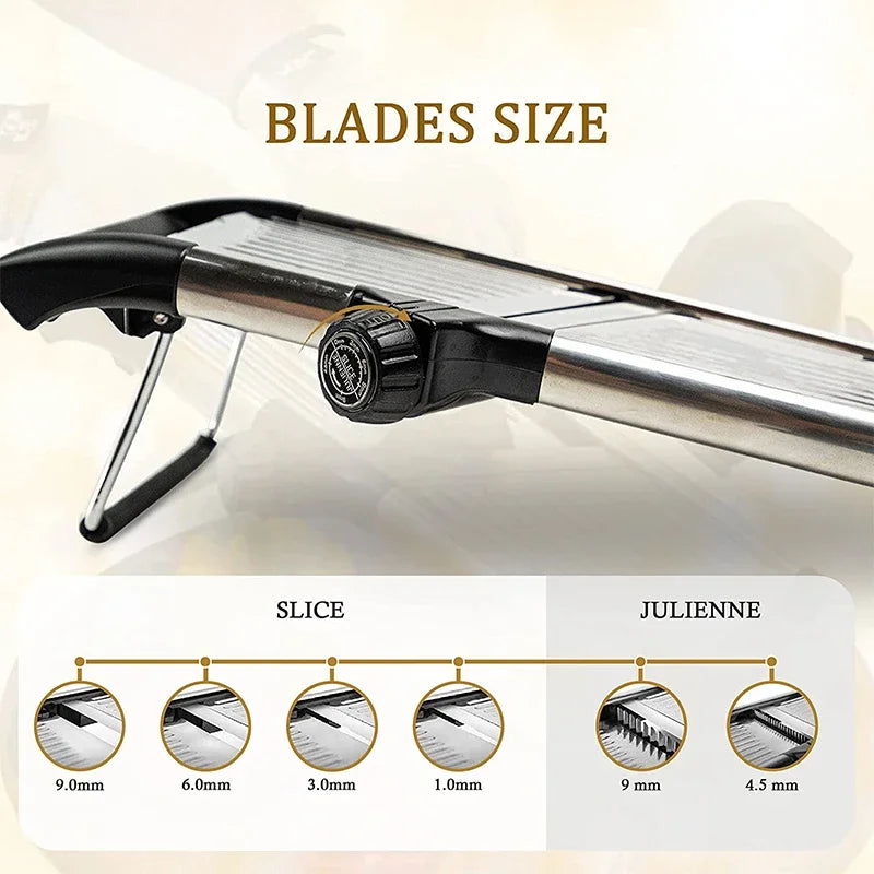 LMETJMA Premium Adjustable Mandoline Slicer – Stainless Steel Vegetable & Fruit Chopper (JT213)