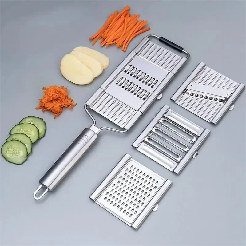 4-in-1 Multi-Purpose Vegetable Slicer & Grater – Stainless Steel Cutter for Carrot, Potato, Fruit, and More