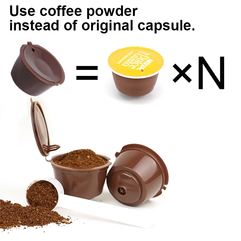 10PCS Refillable Coffee Capsules for Nescafé Dolce Gusto – Reusable Pods with Spoon & Brush