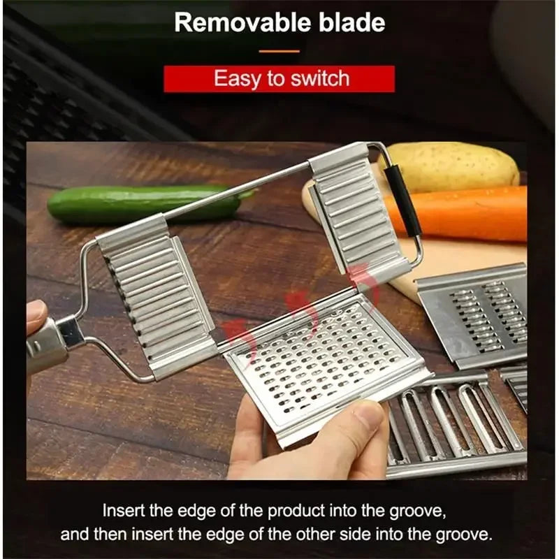 4-in-1 Multi-Purpose Vegetable Slicer & Grater – Stainless Steel Cutter for Carrot, Potato, Fruit, and More