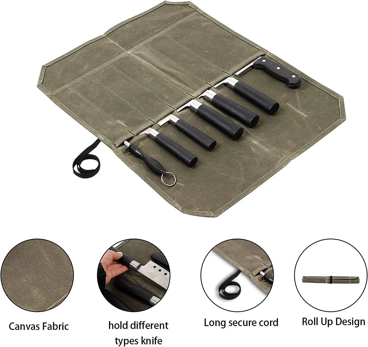 Fieldroll waxed canvas portable chef knife roll – view 2