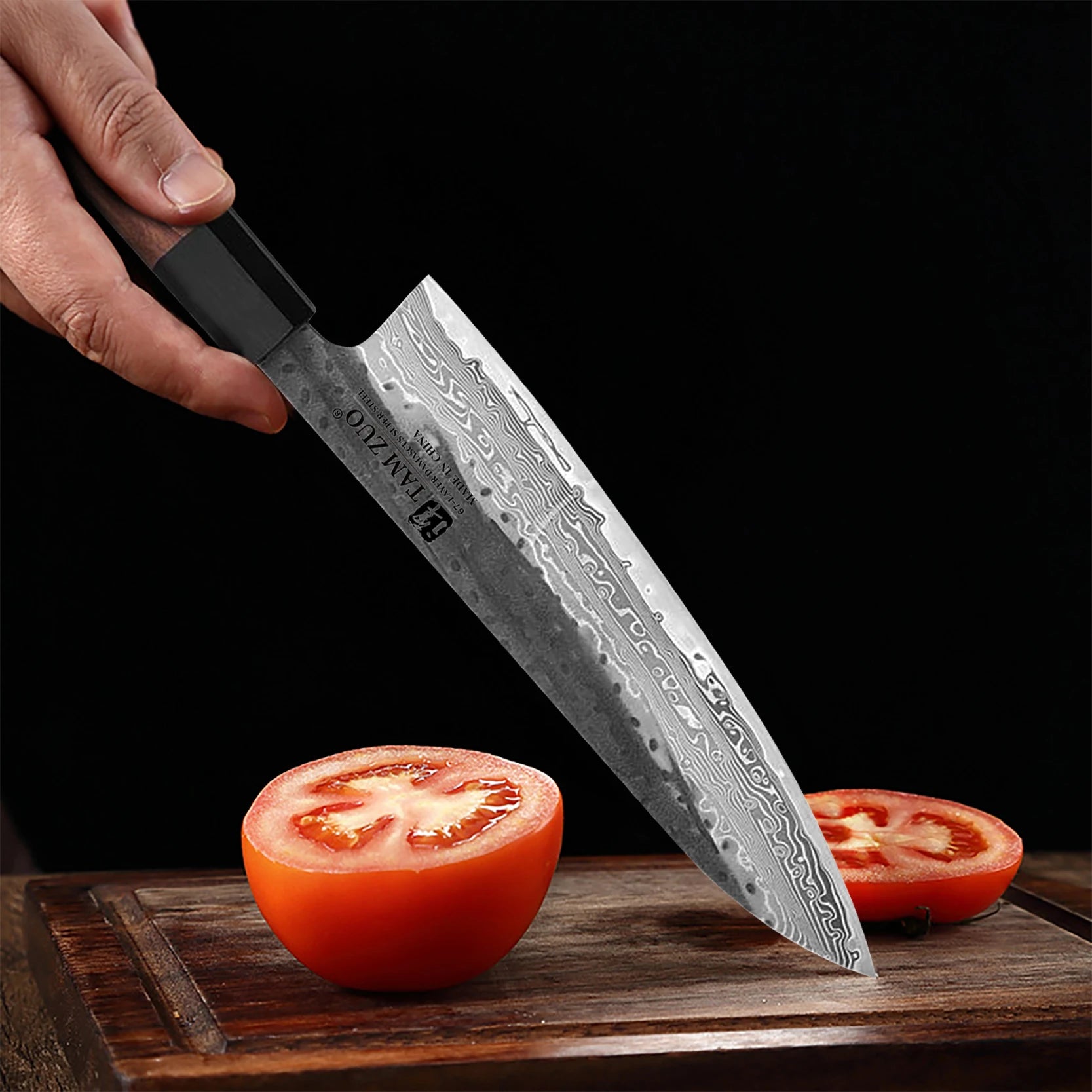 Damascus Steel Chef Knife – Wooden Handle Slicing & Boning Knife with Gift Box