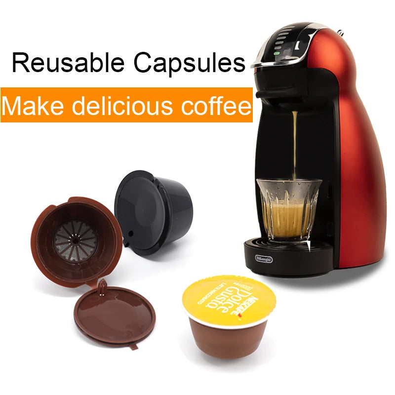 10PCS Refillable Coffee Capsules for Nescafé Dolce Gusto – Reusable Pods with Spoon & Brush