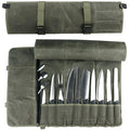 Army green canvas knife roll with 11 slots – photo 1