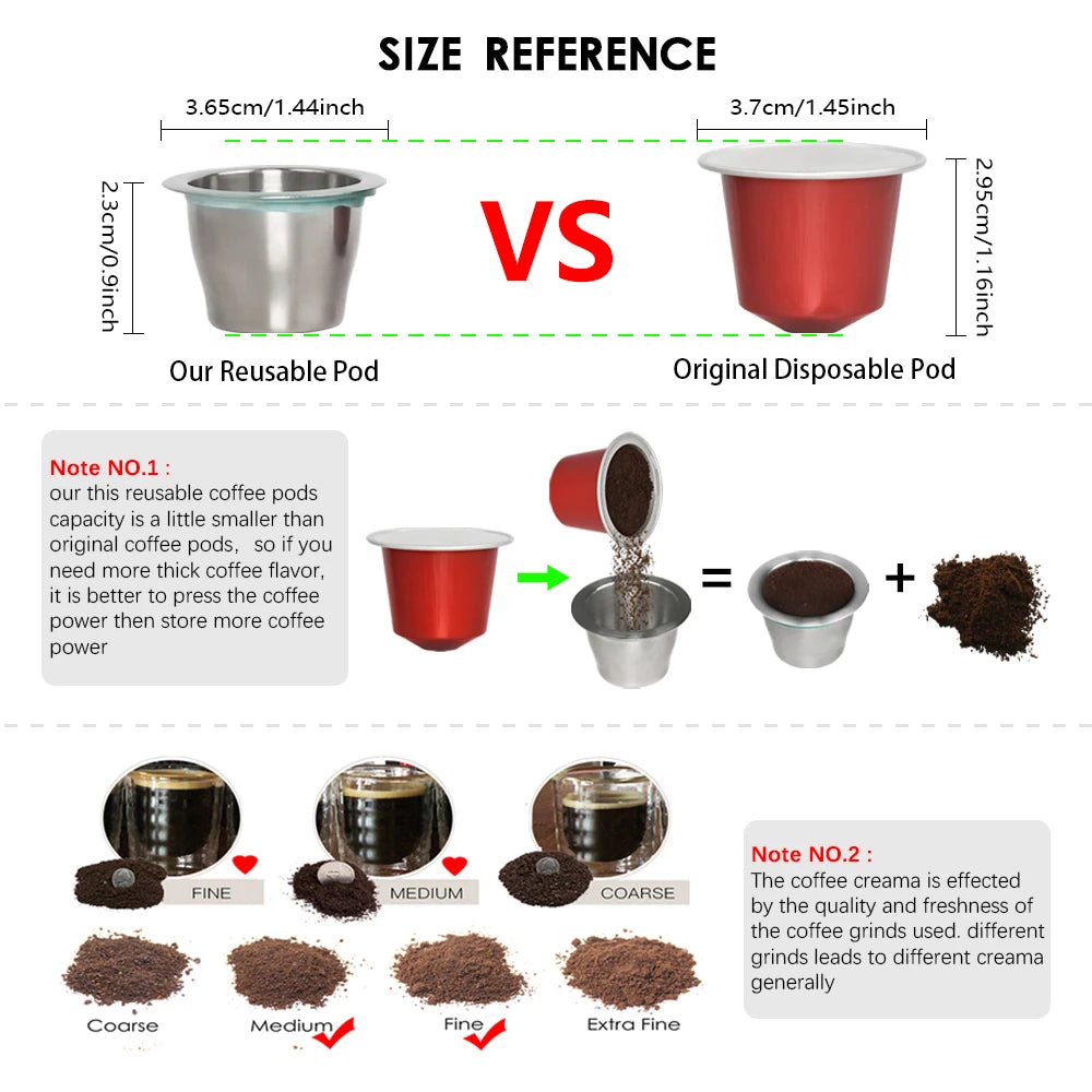 Reusable Coffee Capsule Compatible with Nespresso Original – Refillable Coffee Pod Filter Cup