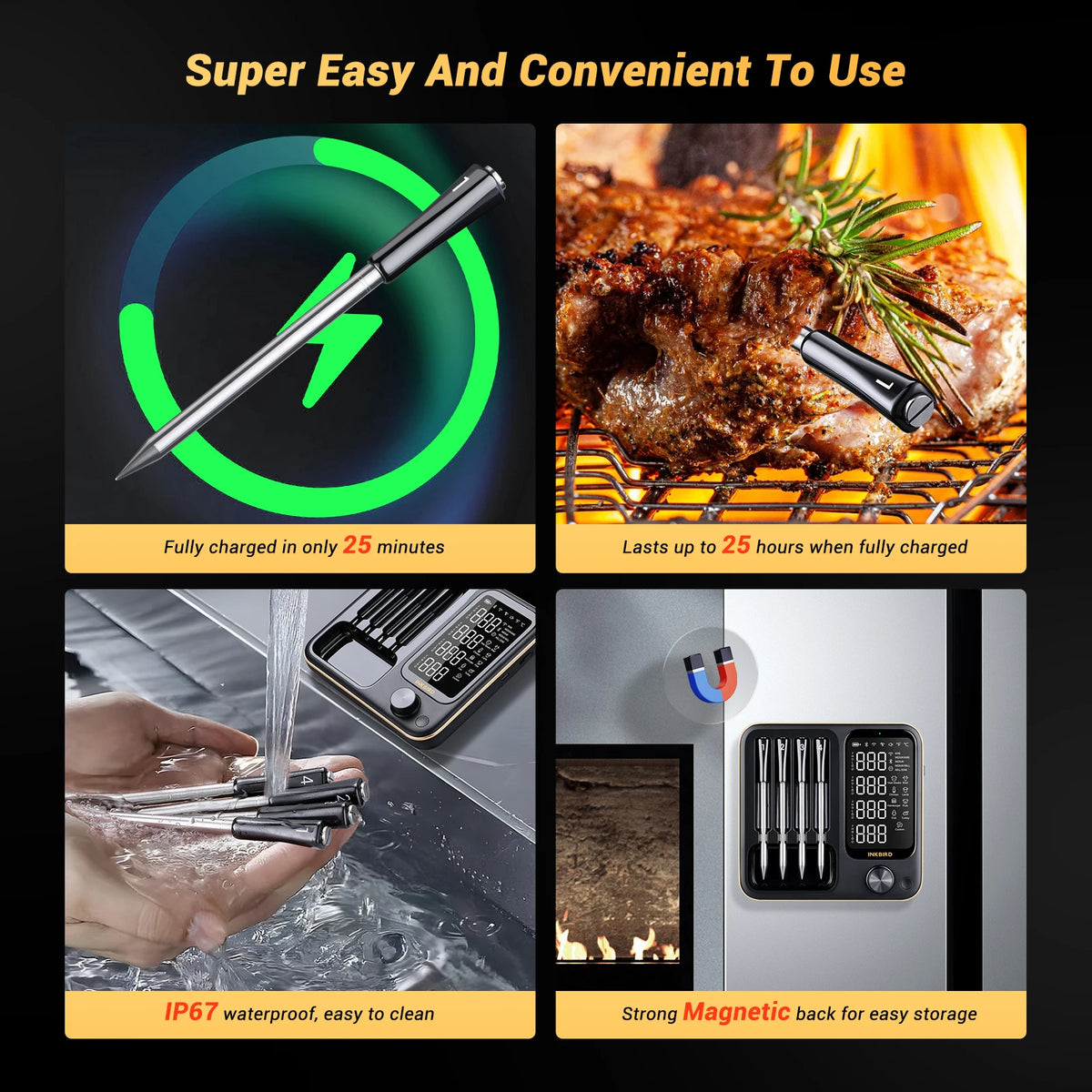 INKBIRD wireless waterproof meat thermometer for BBQ and grill – view 3