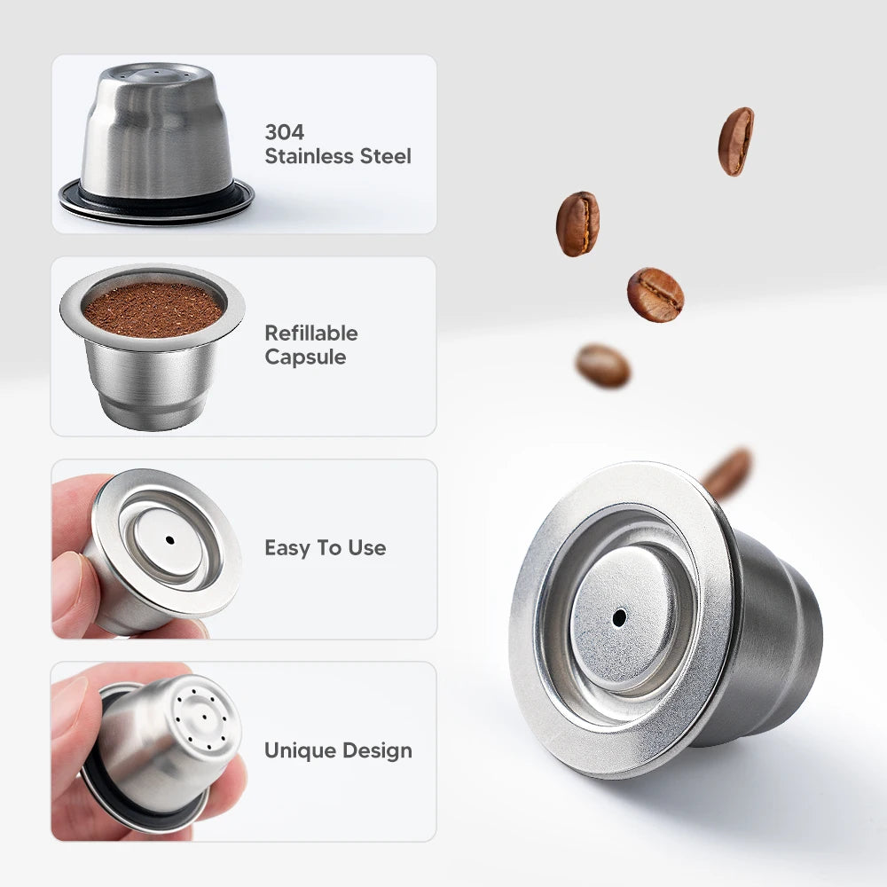 Reusable Stainless Steel Coffee Capsule for Nespresso Original – Refillable Espresso Coffee Pod