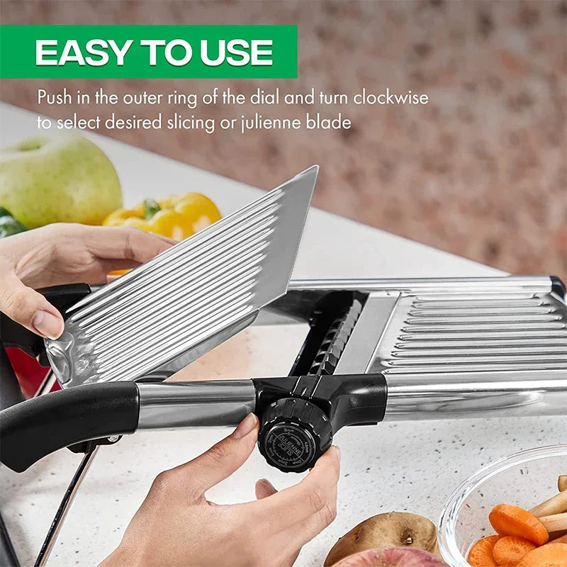 LMETJMA Premium Adjustable Mandoline Slicer – Stainless Steel Vegetable & Fruit Chopper (JT213)