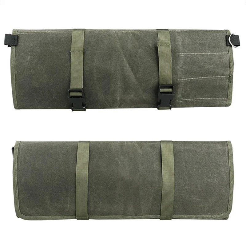 Army green canvas knife roll with 11 slots – photo 3