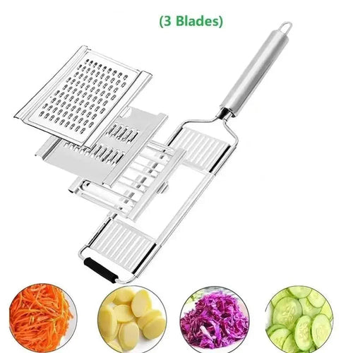 4-in-1 Multi-Purpose Vegetable Slicer & Grater – Stainless Steel Cutter for Carrot, Potato, Fruit, and More