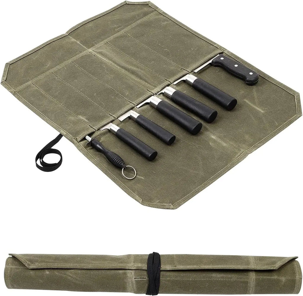 Fieldroll waxed canvas portable chef knife roll
