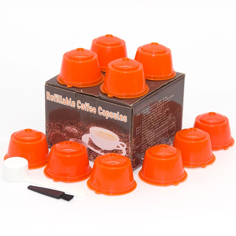 10PCS Refillable Coffee Capsules for Nescafé Dolce Gusto – Reusable Pods with Spoon & Brush