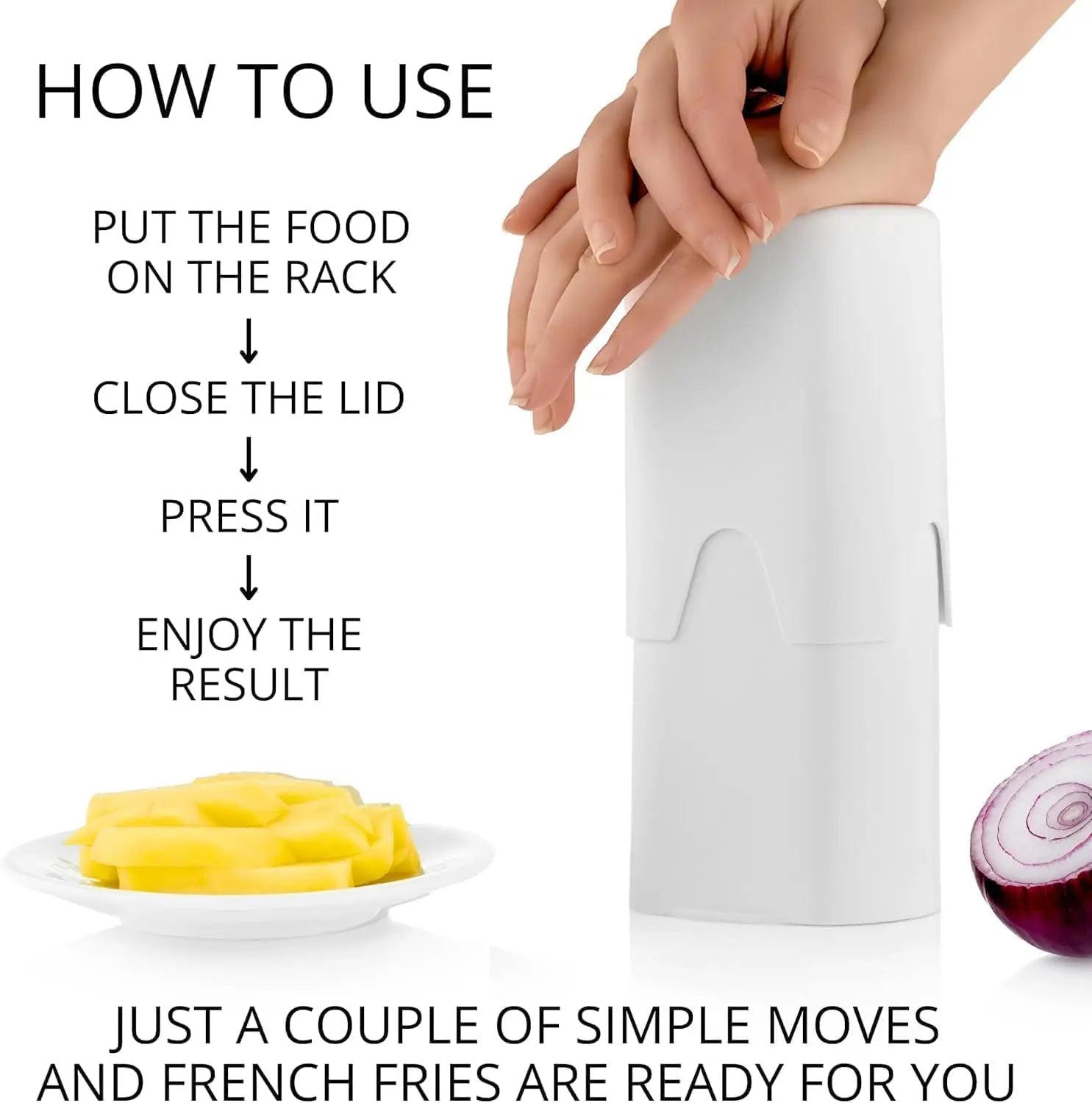 French Fry Cutter & Vegetable Shredder – Manual Dicing Tool for Potatoes and Vegetables