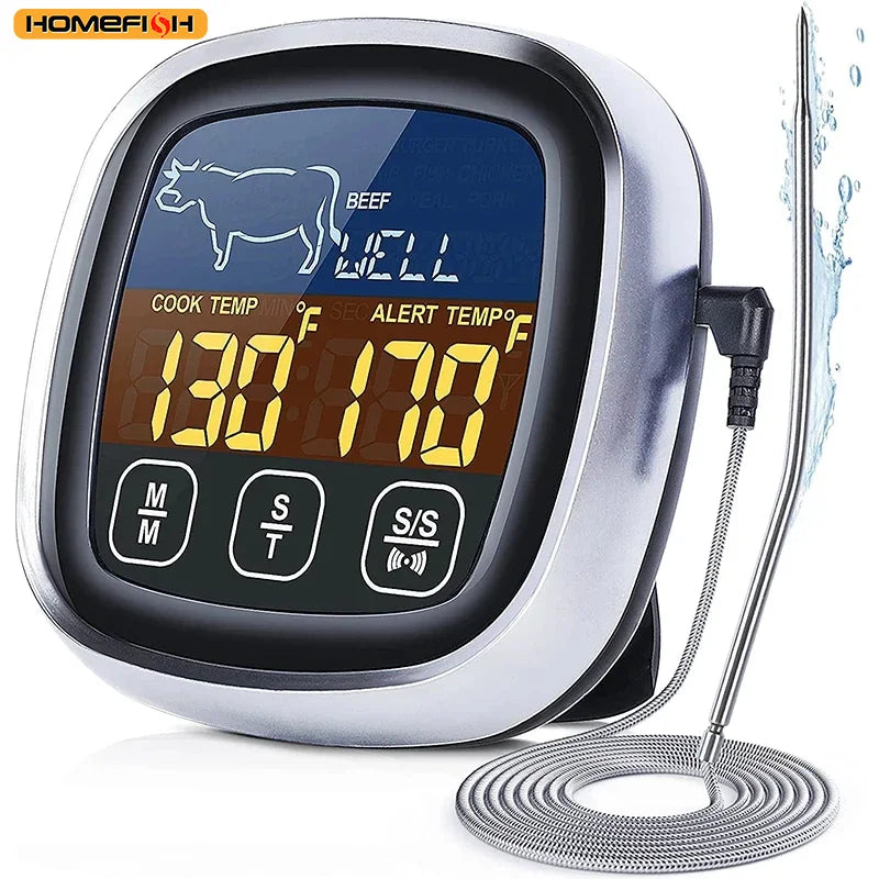 Digital Meat Thermometer with Probe – Instant Read BBQ Grill Thermometer