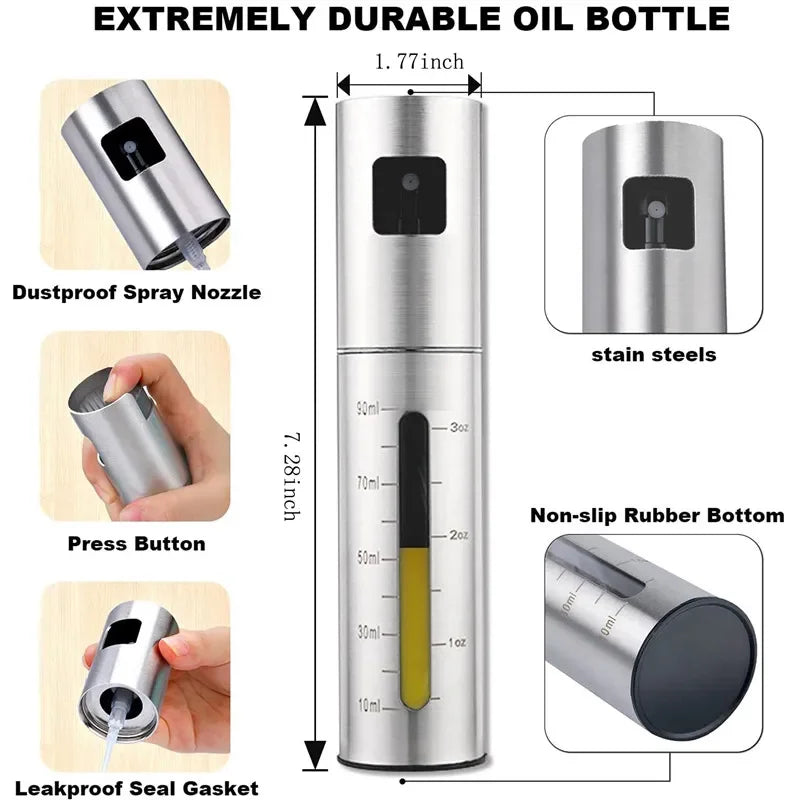 BBQ & Cooking Oil Spray Bottle – 304 Stainless Steel Olive Oil & Vinegar Sprayer