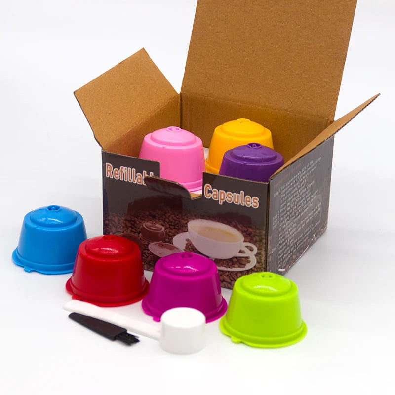 10PCS Refillable Coffee Capsules for Nescafé Dolce Gusto – Reusable Pods with Spoon & Brush