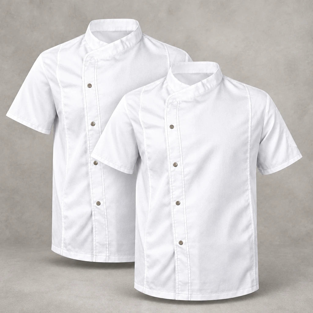 ClassicChef men's twill chef jacket, professional kitchen uniform – white – photo 4