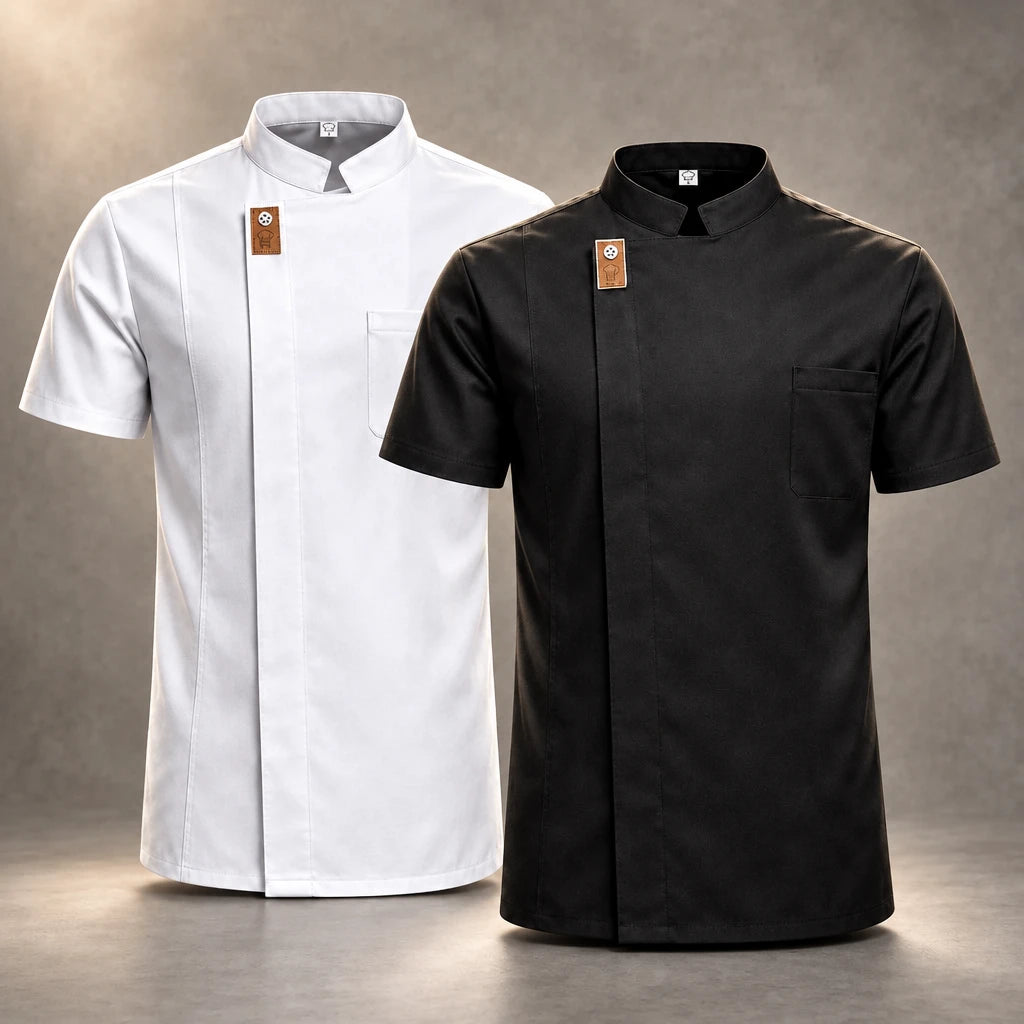 CoolChef breathable unisex chef jacket – black and white – photo 8