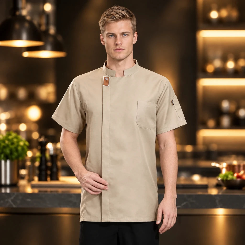 CoolChef breathable unisex chef jacket – khaki – photo 3