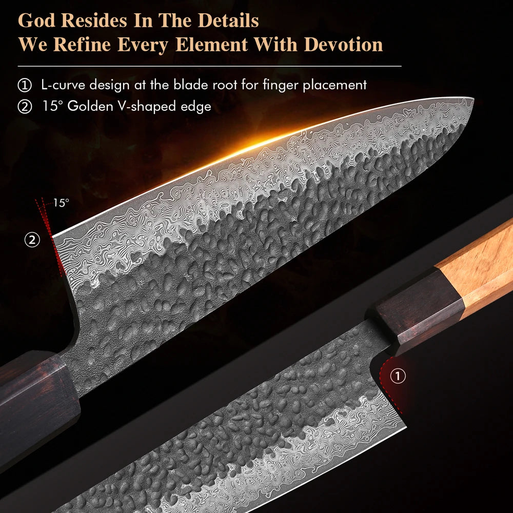 8.2-inch Damascus chef knife with 67-layer steel blade and olive wood handle – photo 5