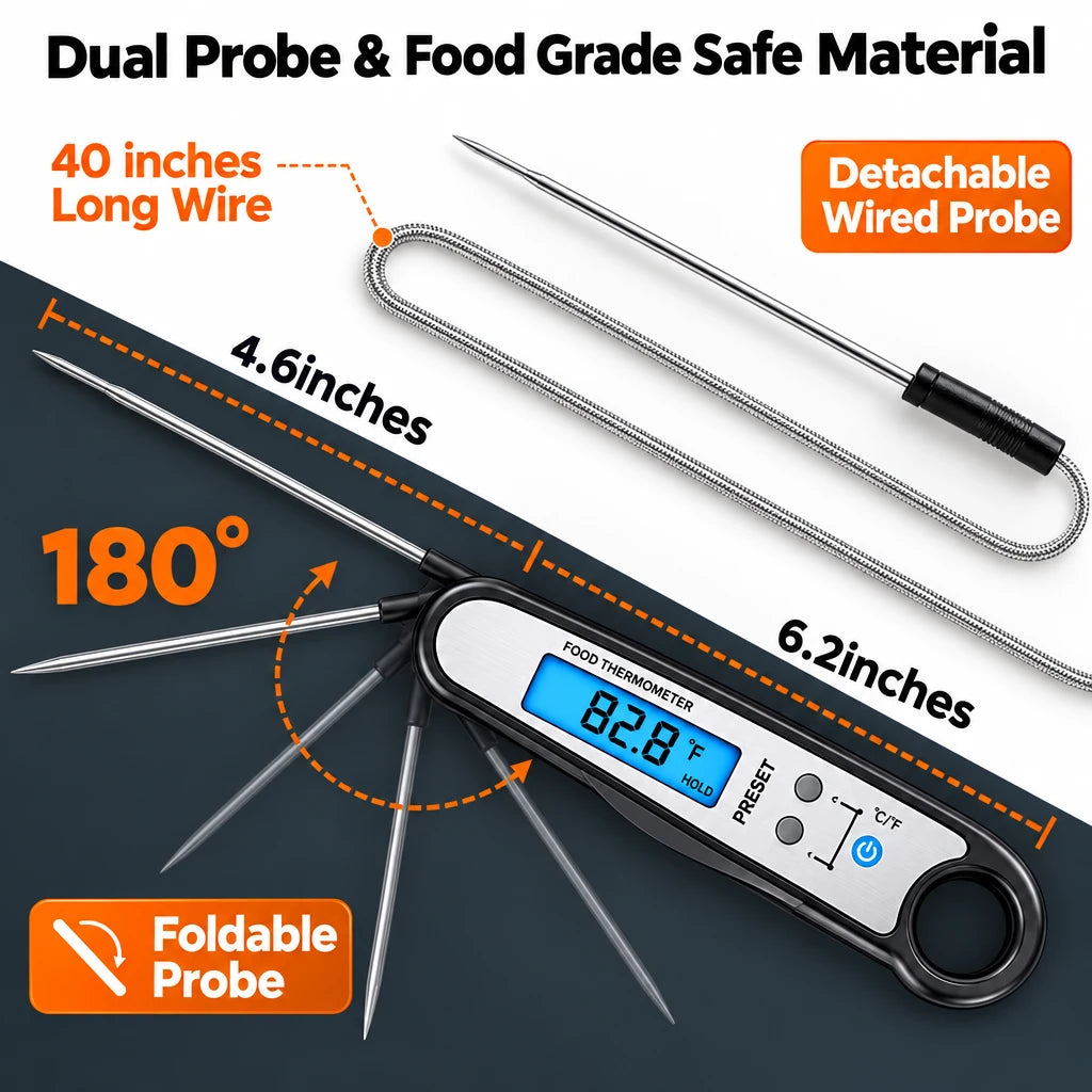 Digital dual-probe meat thermometer for BBQ oven and grill – photo 2