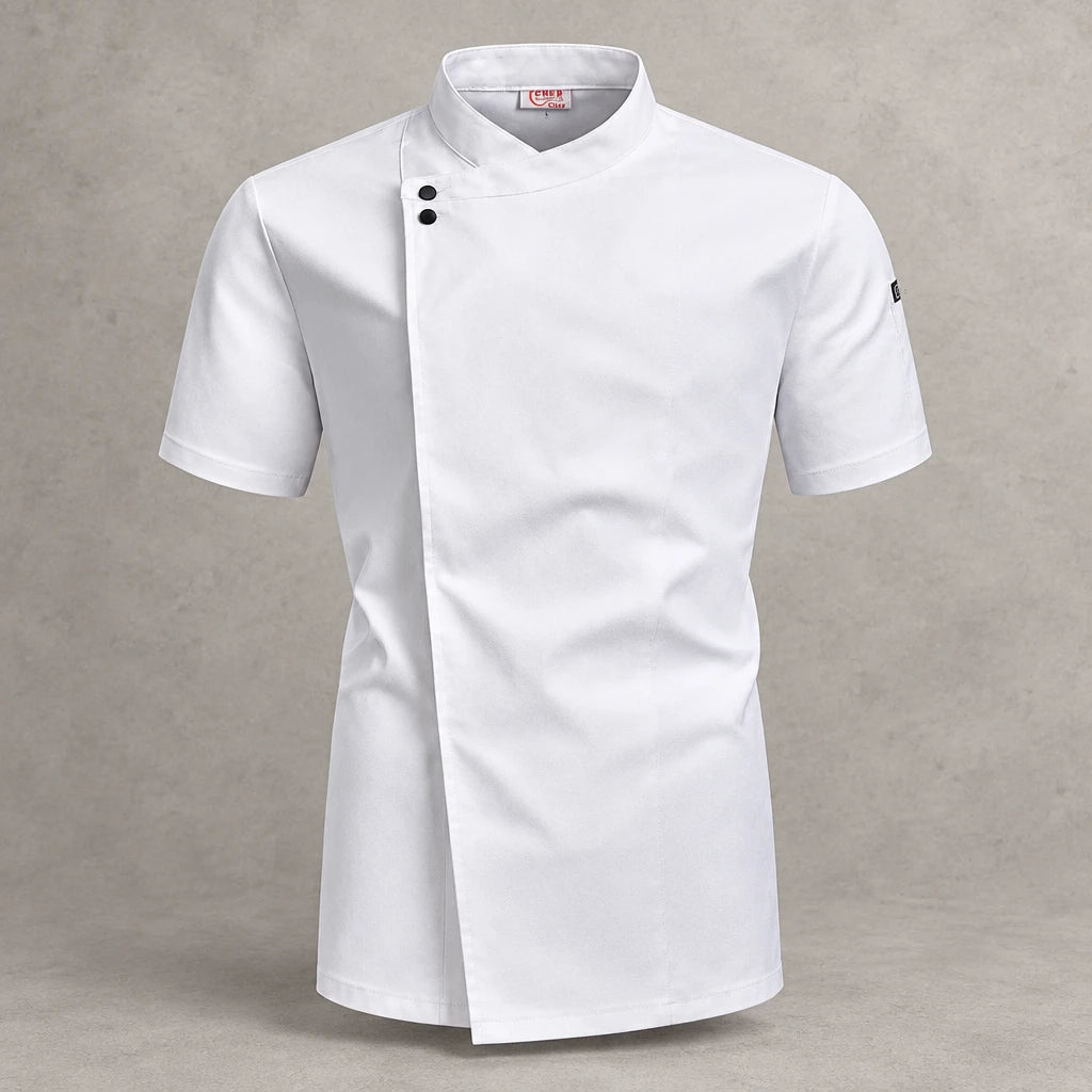 FlexChef stretch twill short sleeve chef jacket – white – photo 2