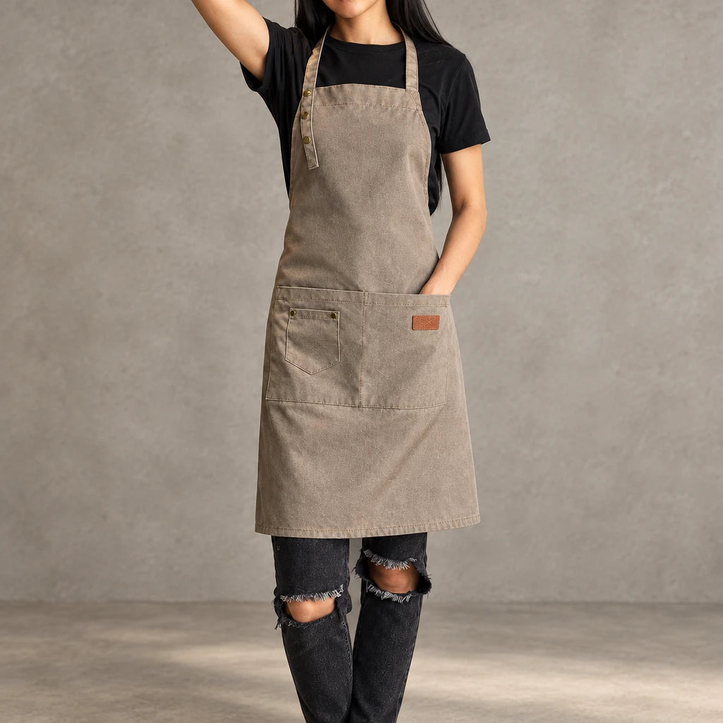 Polyester bib apron with pockets, adjustable – photo 3