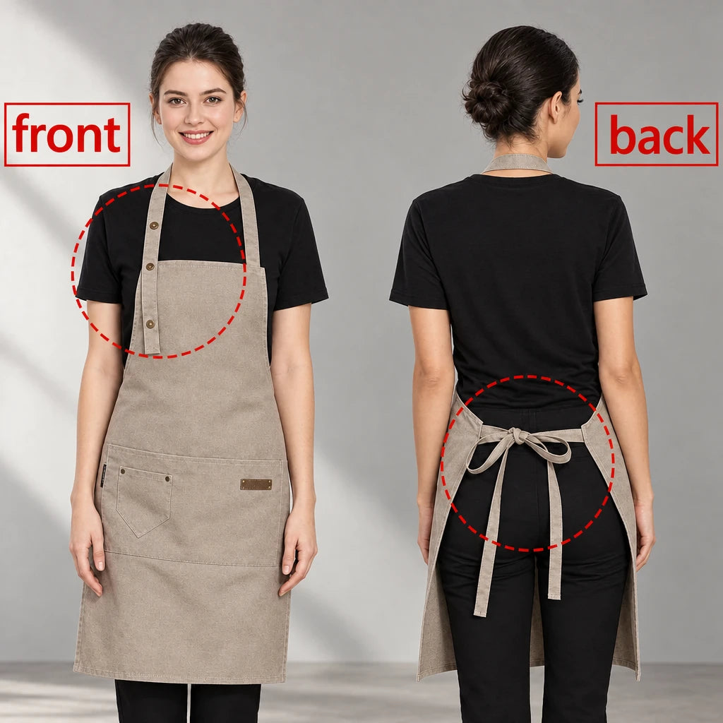 Polyester bib apron with pockets, adjustable – photo 5