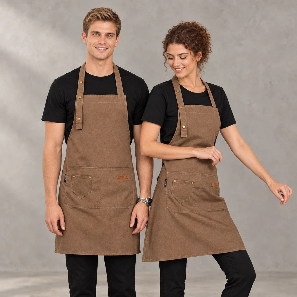 Polyester bib apron with pockets, adjustable – photo 6